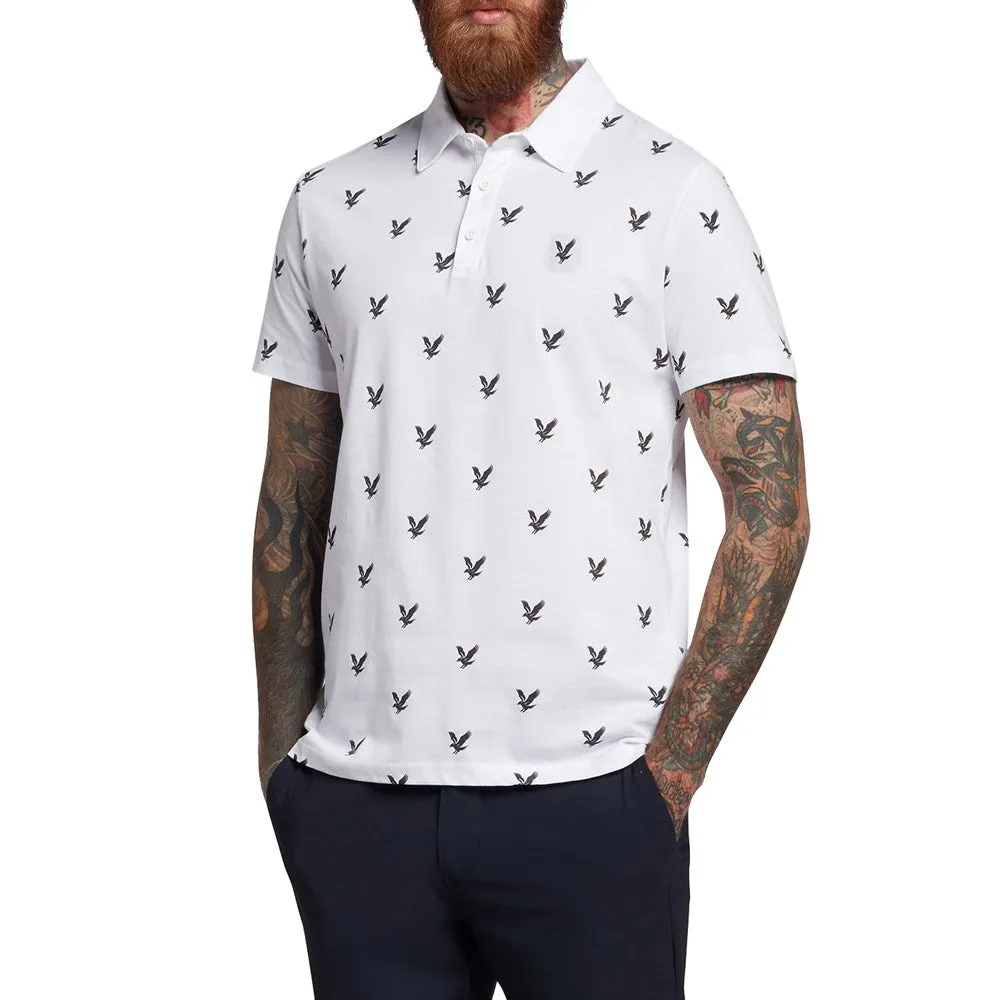 Lyle & Scott Tonal Eagle Print Polo Shirt - White