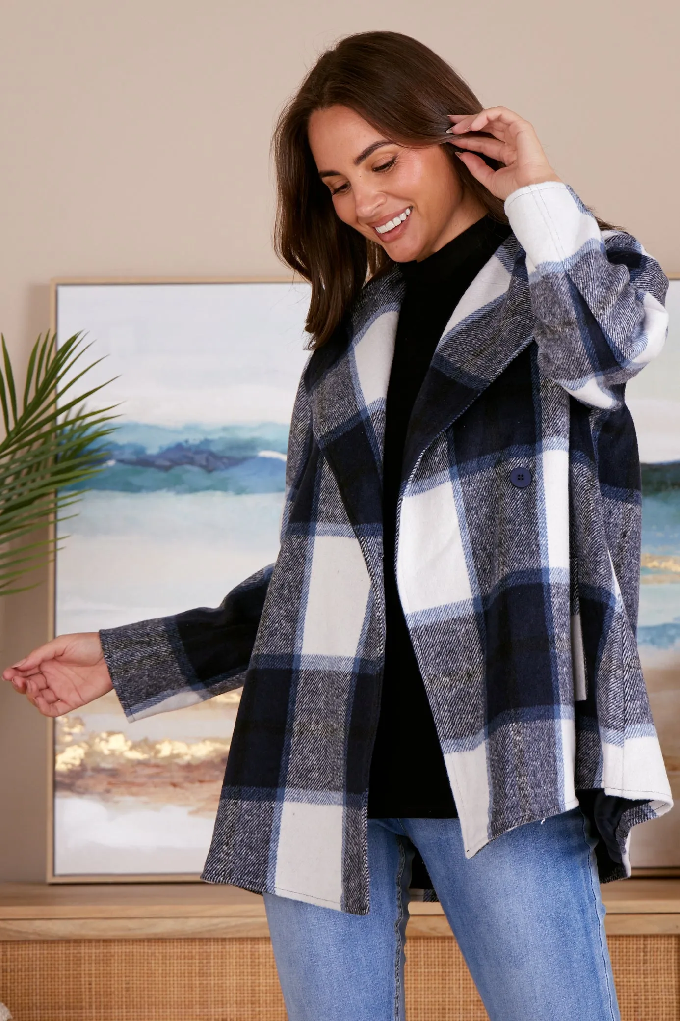 Madison Plaid Coat - Ink Check