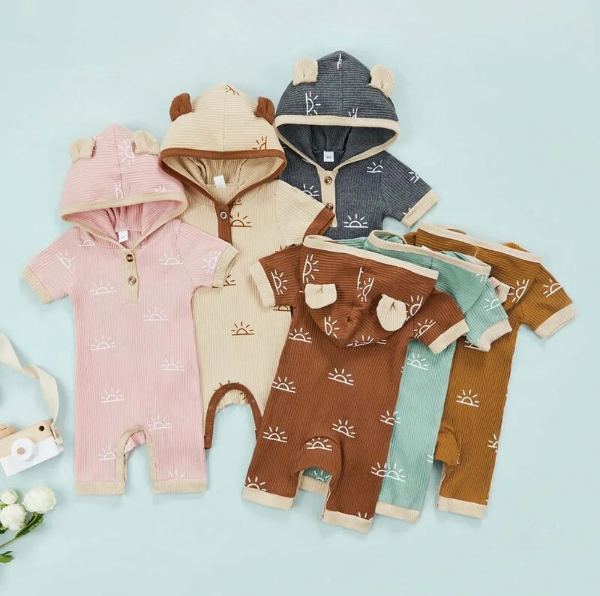 Marley Sun Hooded Onesie - Beige