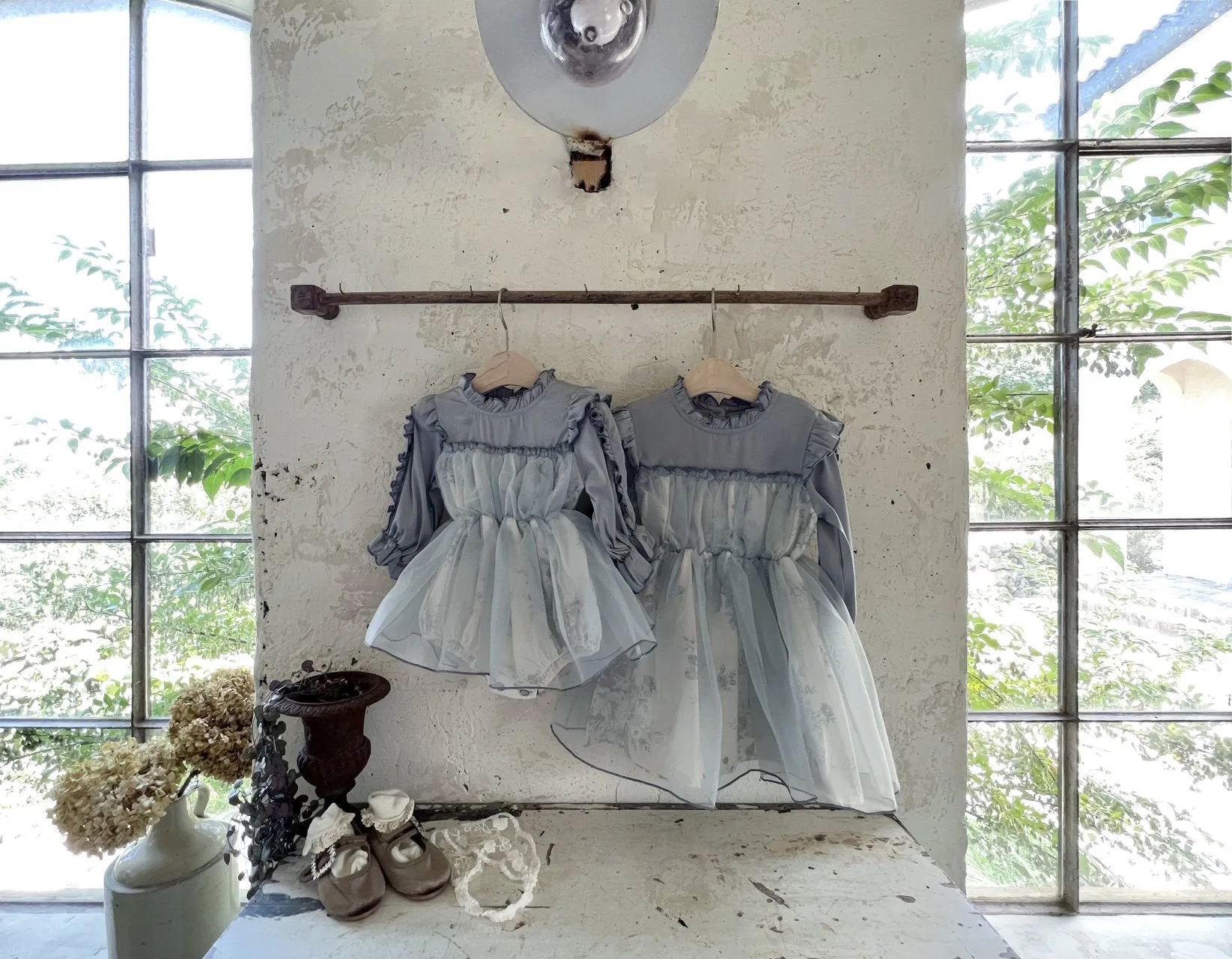 Marrie Floral Dress Romper _Sky Blue