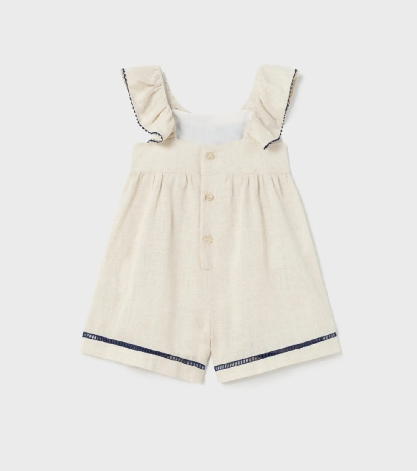 Mayoral Baby & Toddler Girls Linen and Navy Bow Summer Romper