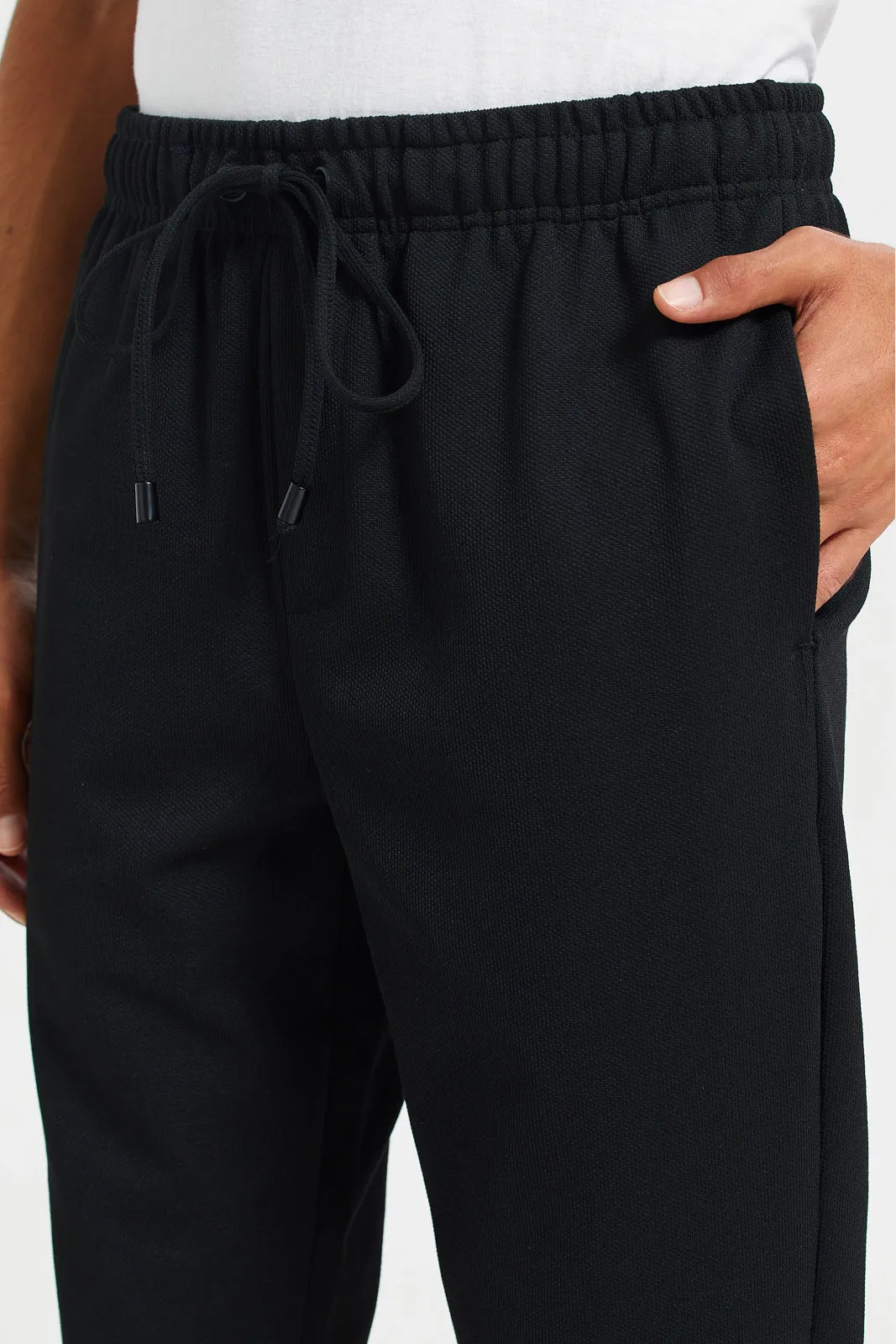 Men Black Pull-On Trouser