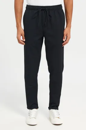 Men Black Pull-On Trouser