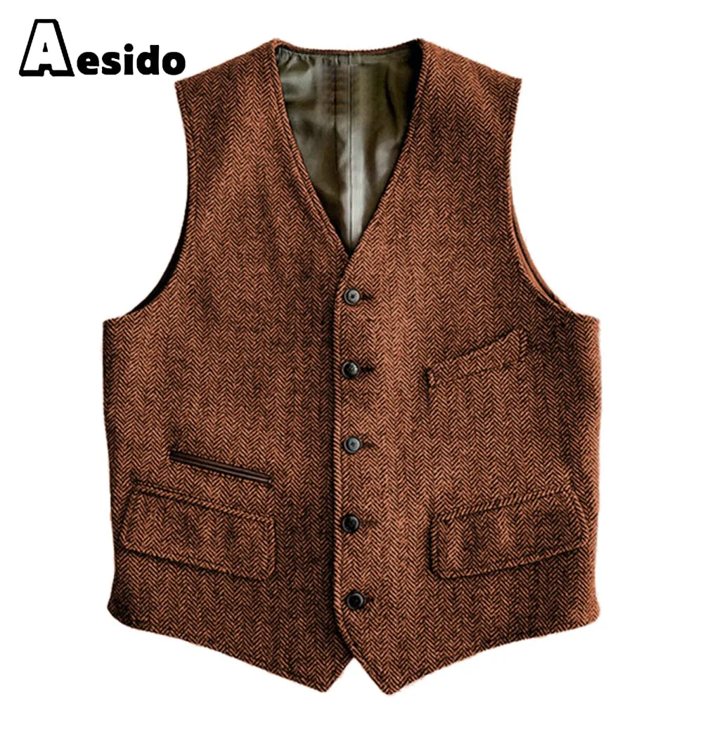 Men Single Breaste V Neck Waistcoat