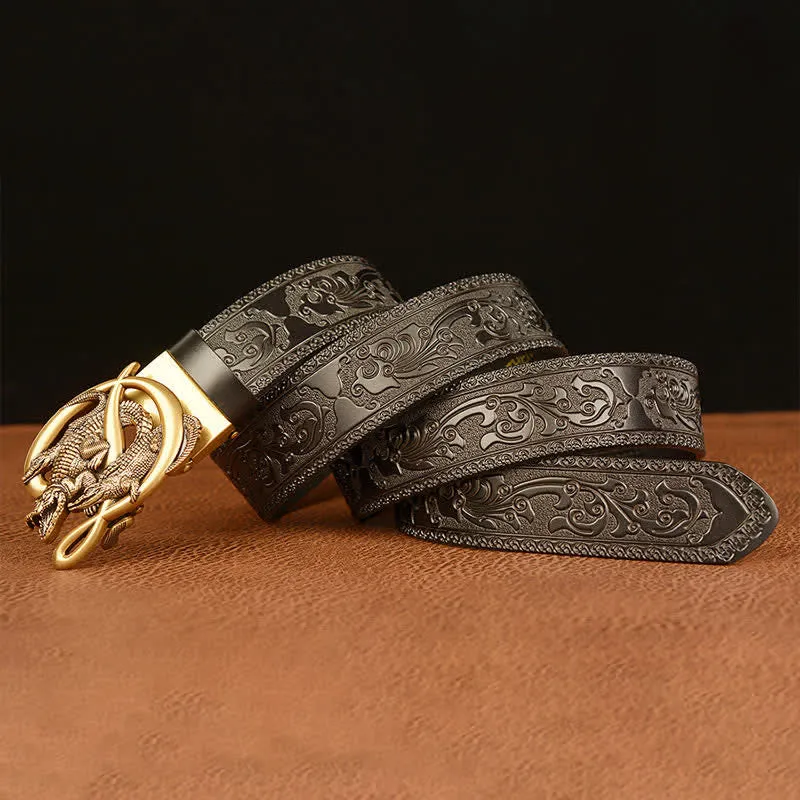 Men's Crocodile Buckle Embossing Leather Belt