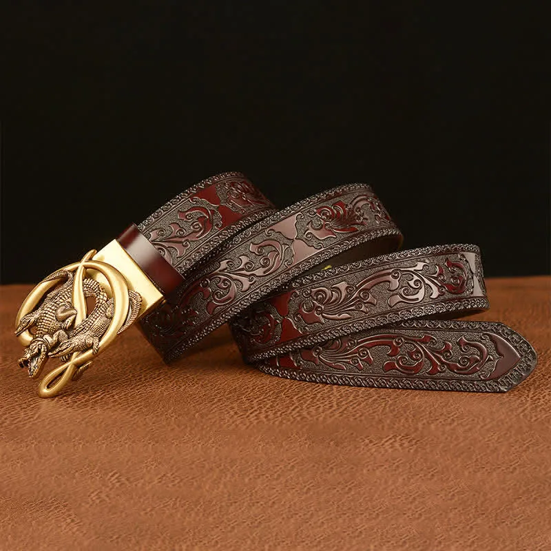 Men's Crocodile Buckle Embossing Leather Belt