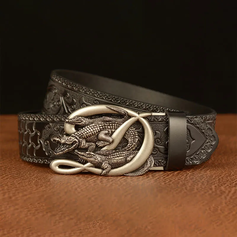 Men's Crocodile Buckle Embossing Leather Belt