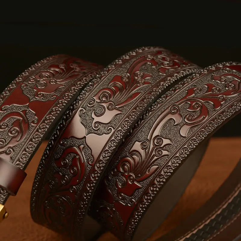 Men's Letter V Dragon Embossing Leather Belt