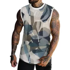 MEN'S SPRING/SUMMER PRINTED REGULAR FIT CREW NECK VEST 85959223YM