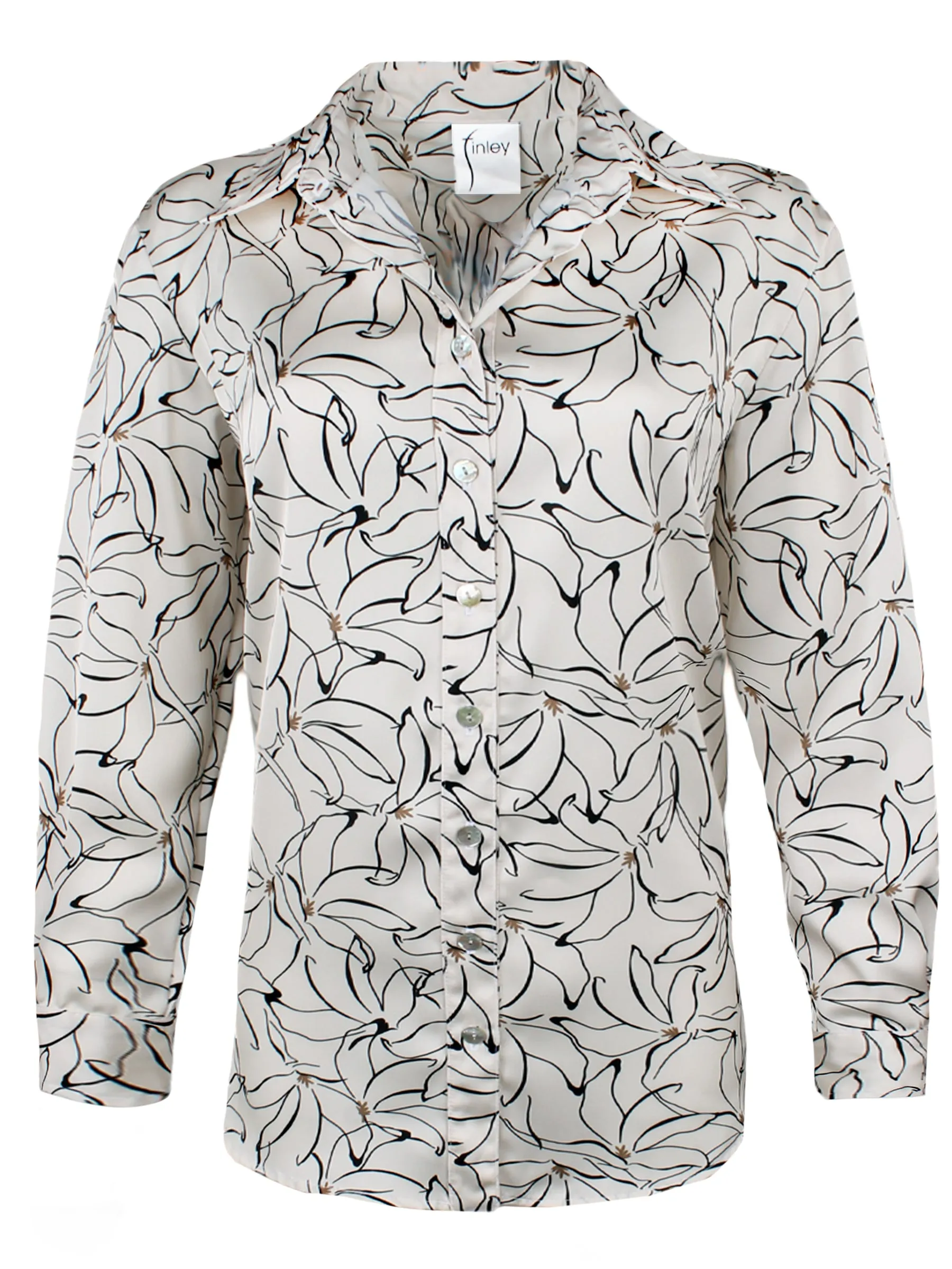 Monica Floral Oversize Shirt, Dancing Lilies Print