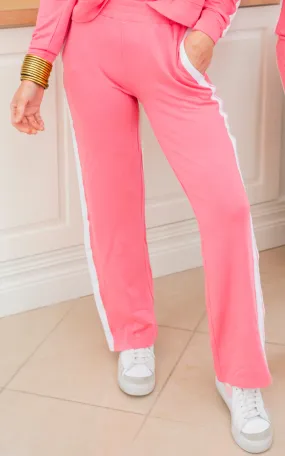 MONO B Bubblegum Side Stripe Wide Leg Lounge Pant - Final Sale