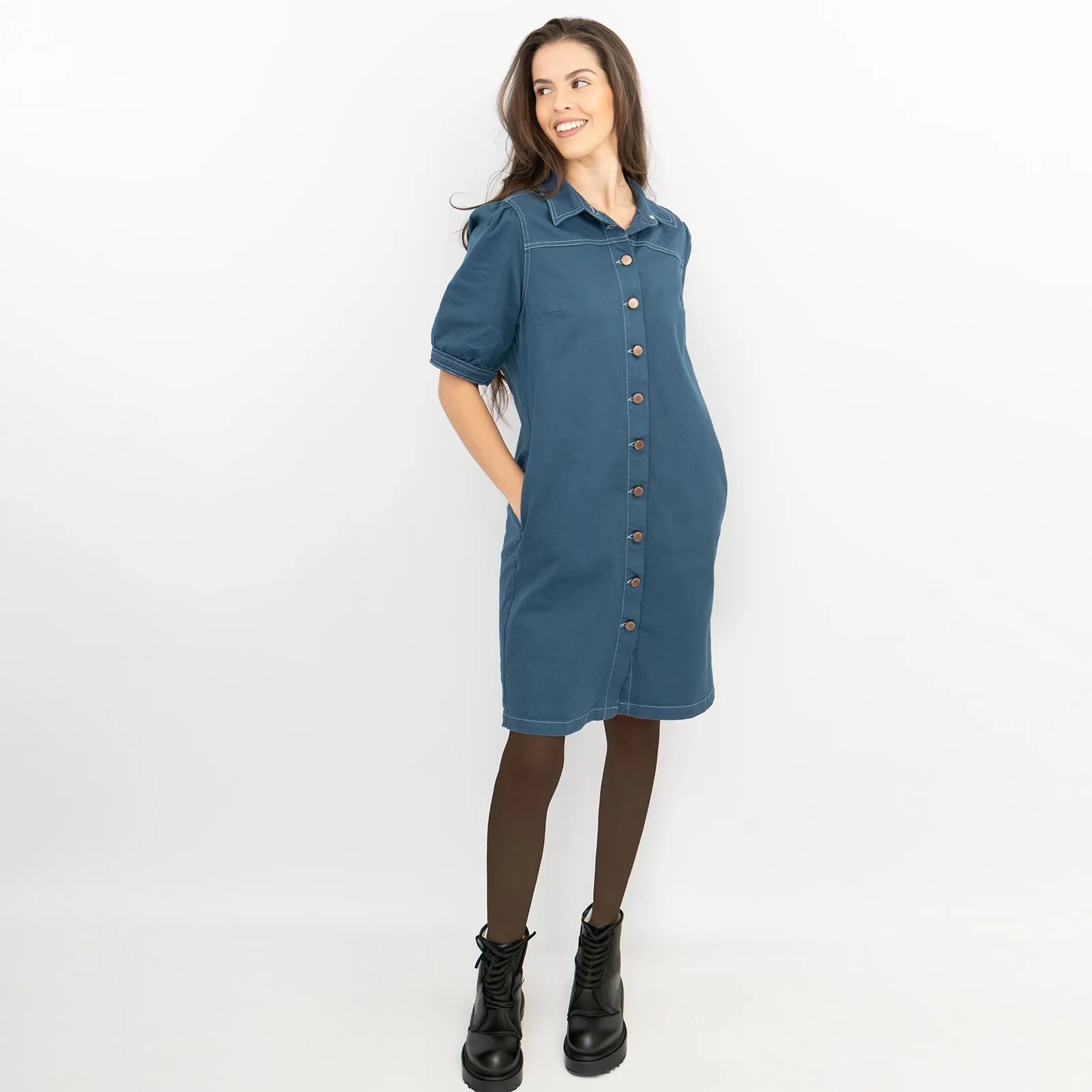 Monsoon Denim Shirt Dress Blue