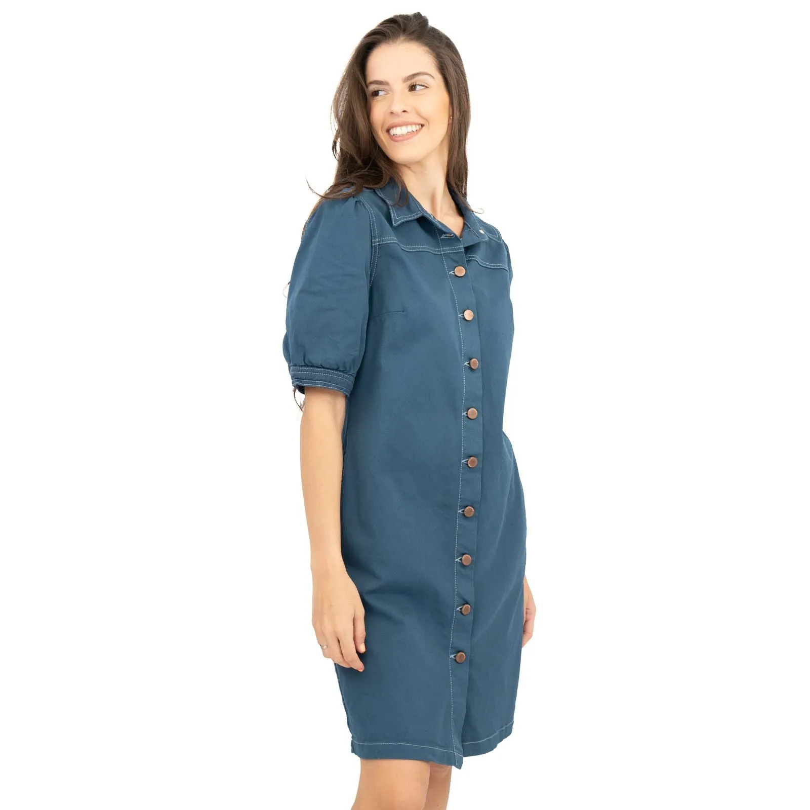 Monsoon Denim Shirt Dress Blue