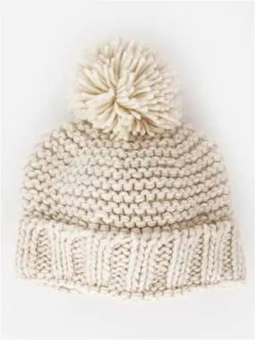 Natural Garter Stitch Beanie Hat