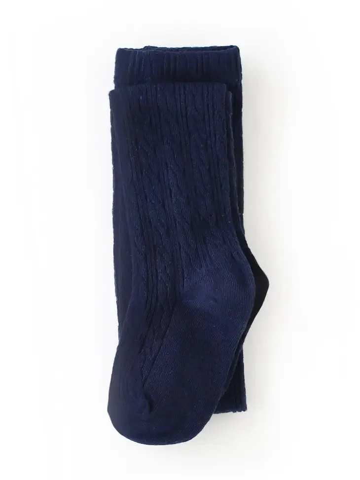 Navy Cable Knit Tights