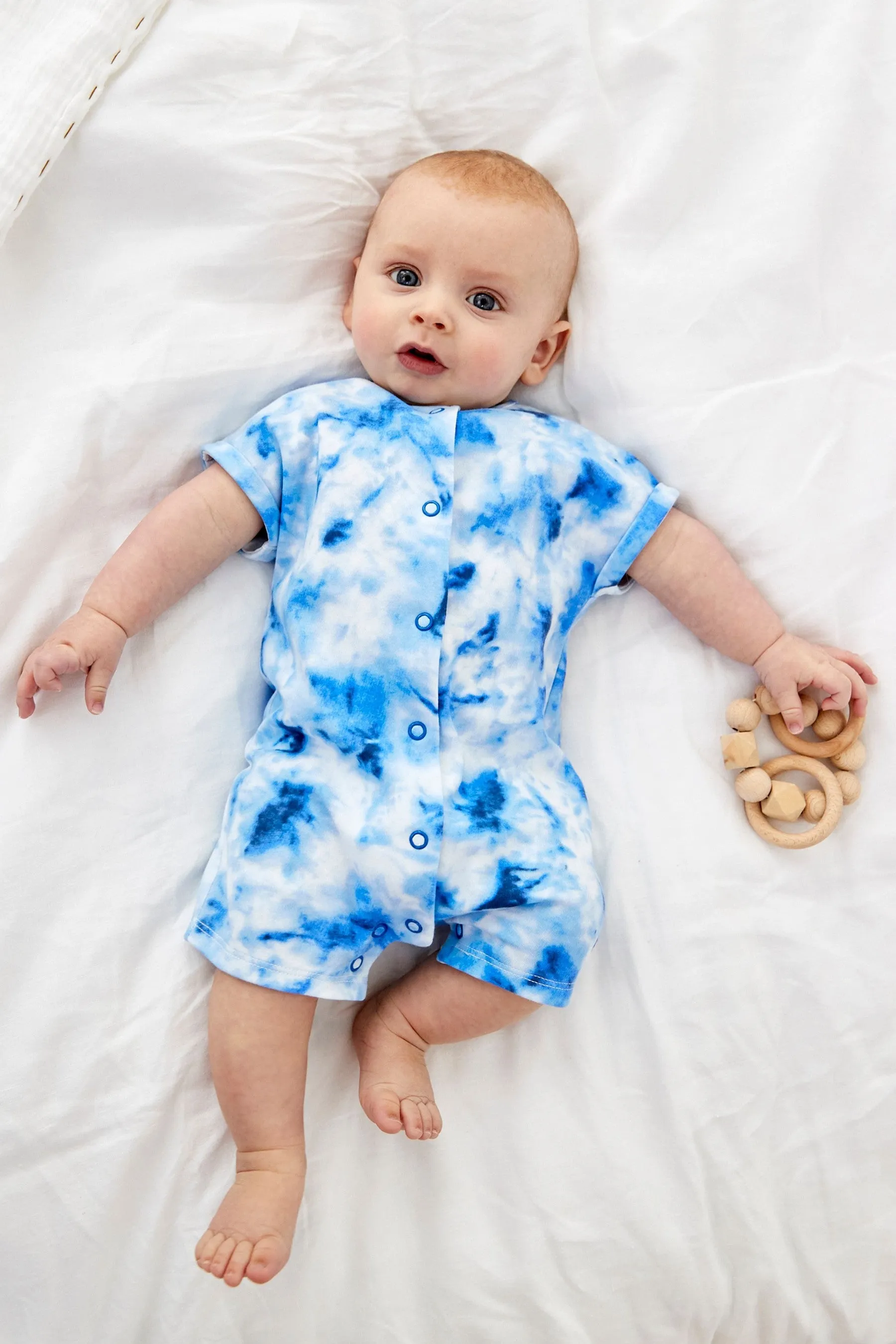 Next Single Printed Blue Tie Dye Baby Boys Romper