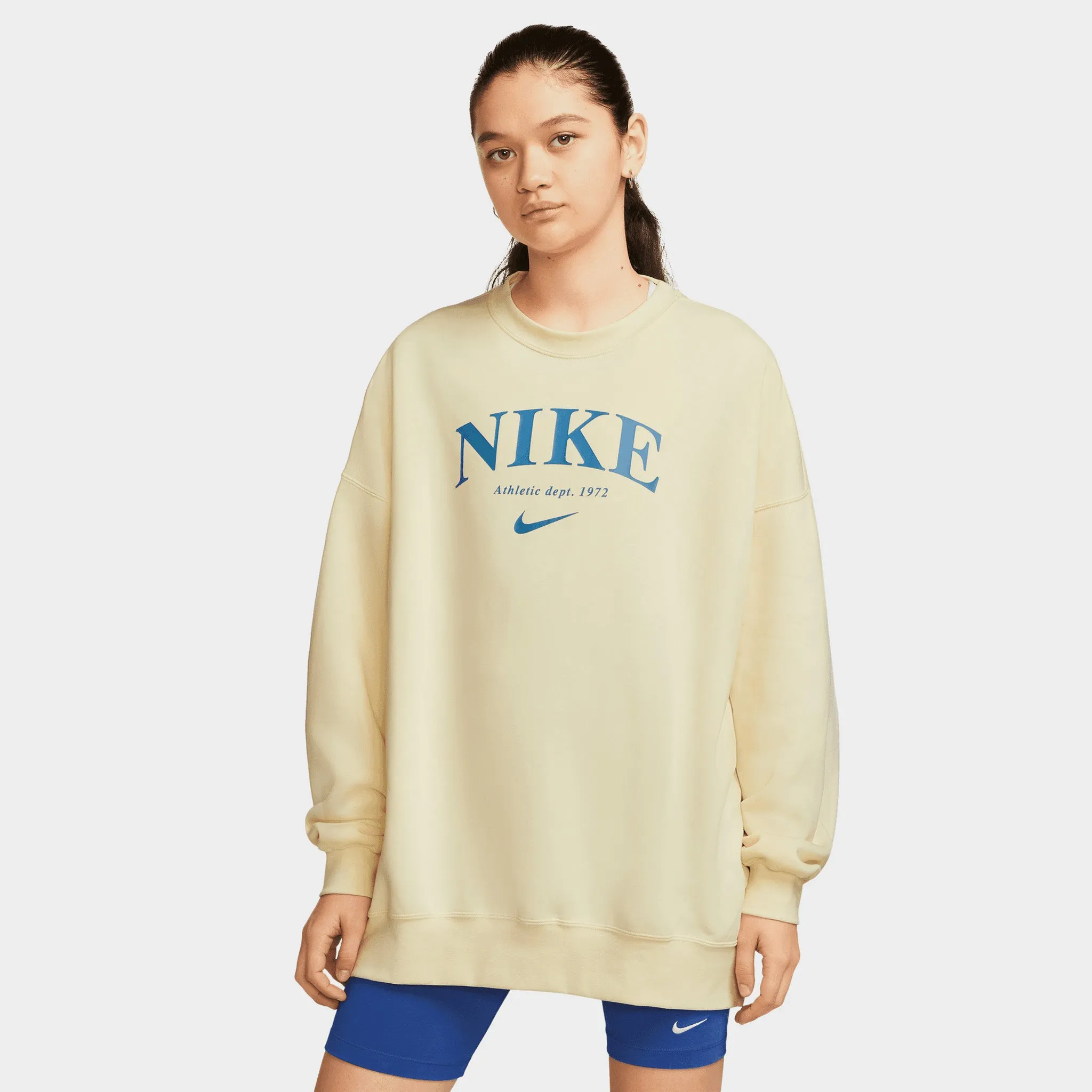 Nike Women's Sportswear Essentials Oversize Fleece Sweatshirt Coconut Milk / Dutch Blue