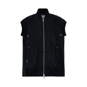 Nylon Twill Mix Vest in Black