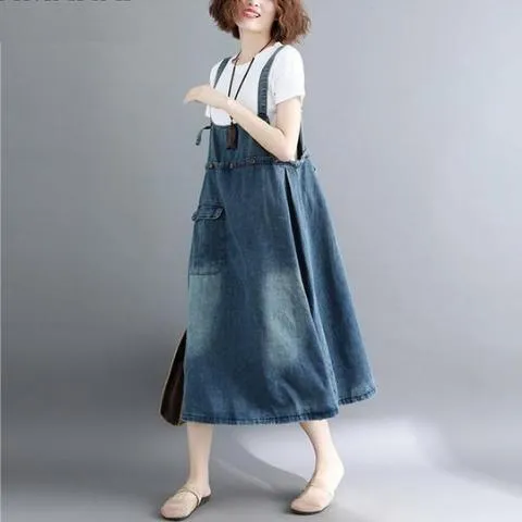 Oversized Denim Overall Dress