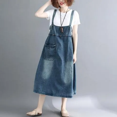 Oversized Denim Overall Dress