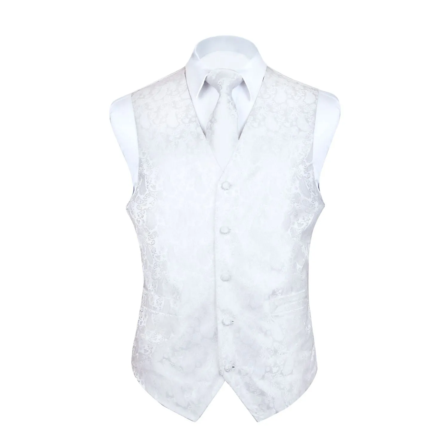 Paisley 3pc Suit Vest Set - WHITE