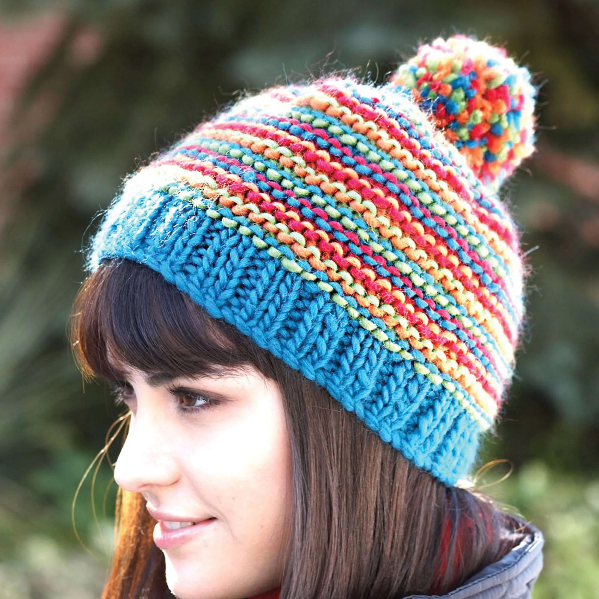 Patons Knit Bright Stripes Beanie