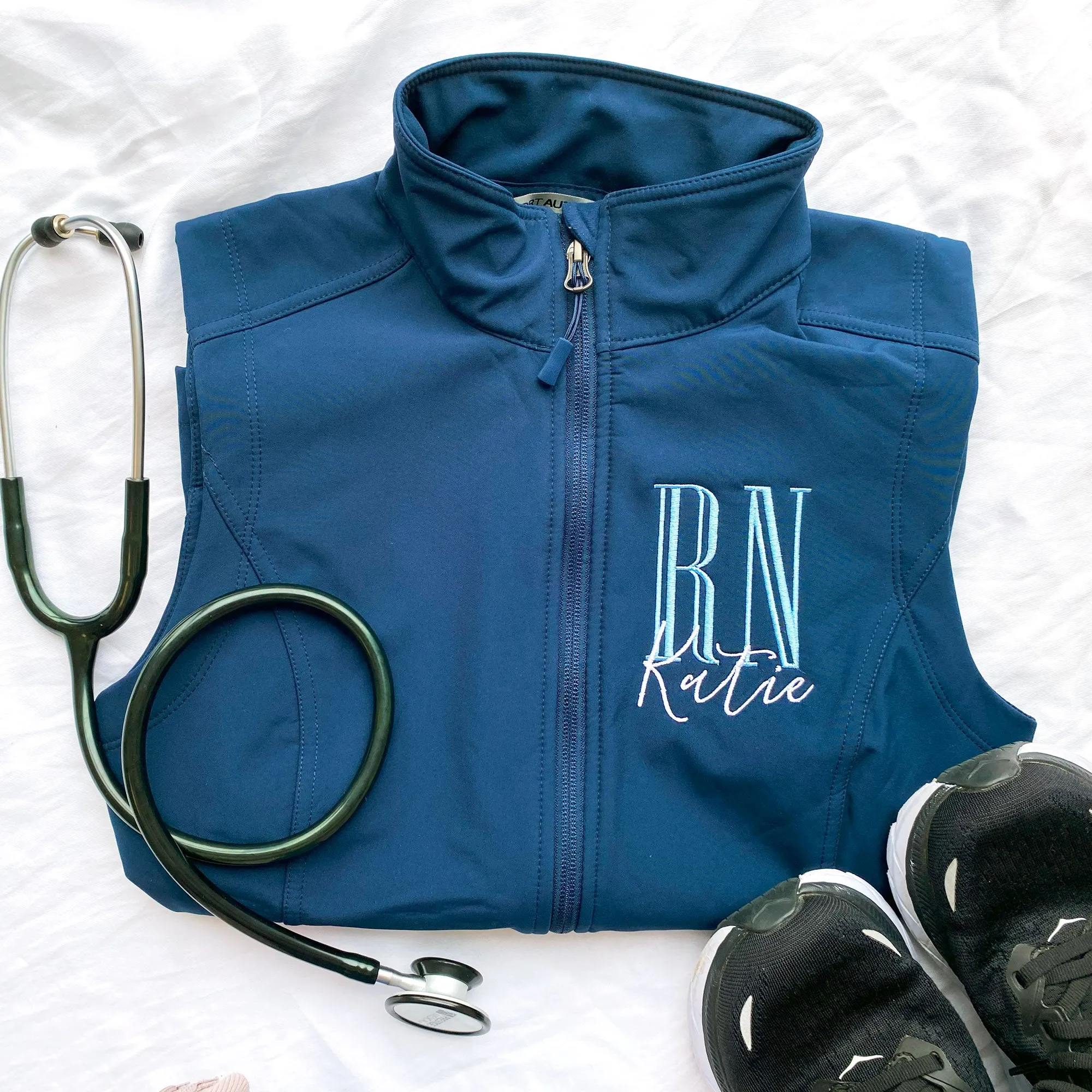 Personalized RN Embroidered Soft Shell Vest