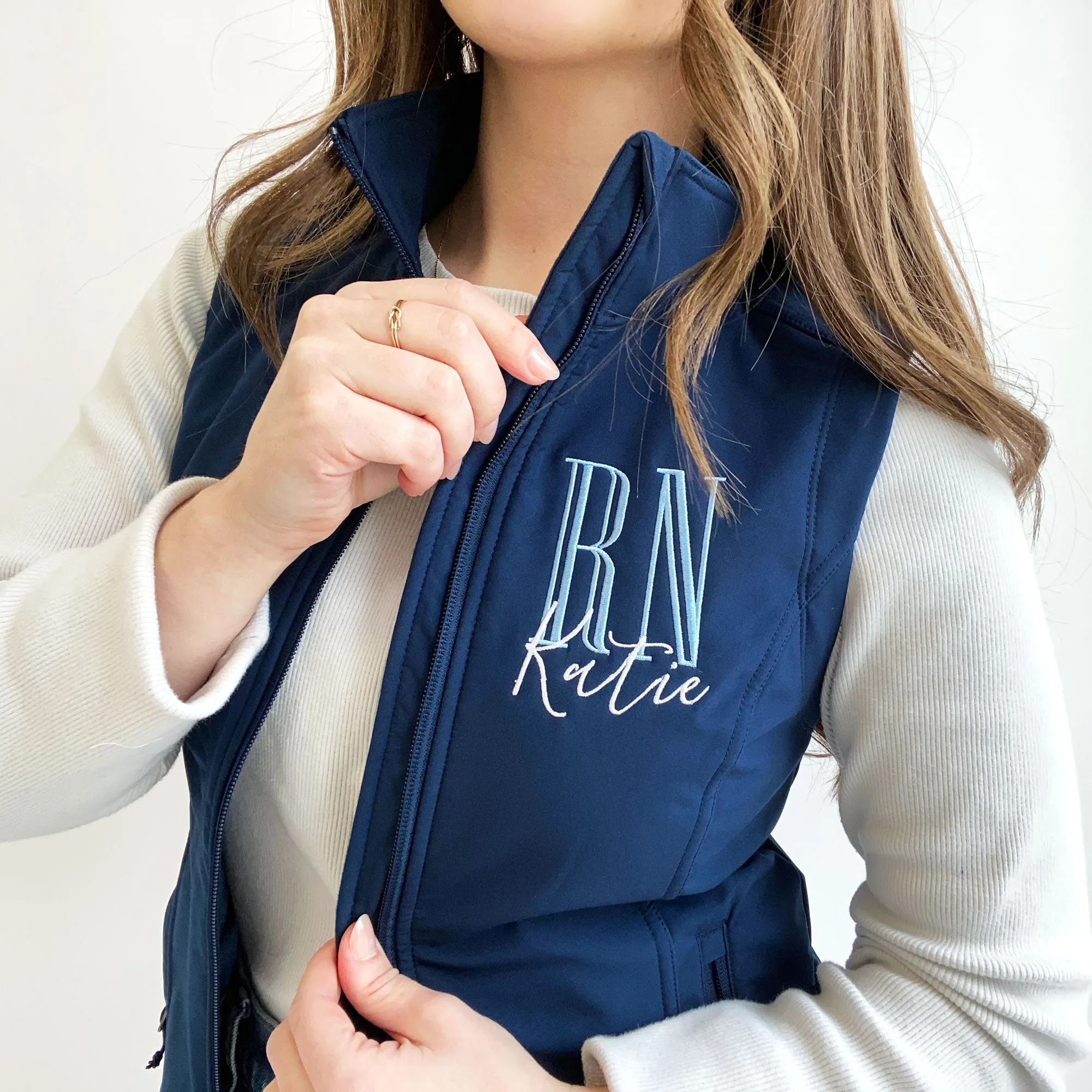 Personalized RN Embroidered Soft Shell Vest