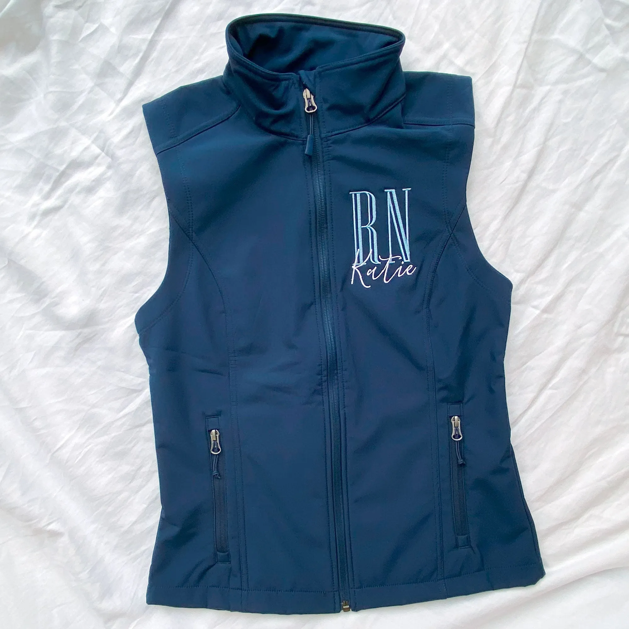 Personalized RN Embroidered Soft Shell Vest