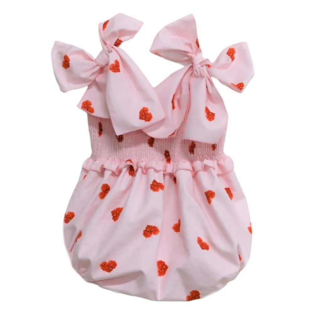 Phi Clothing Baby Pink With Hearts Elastic Romper