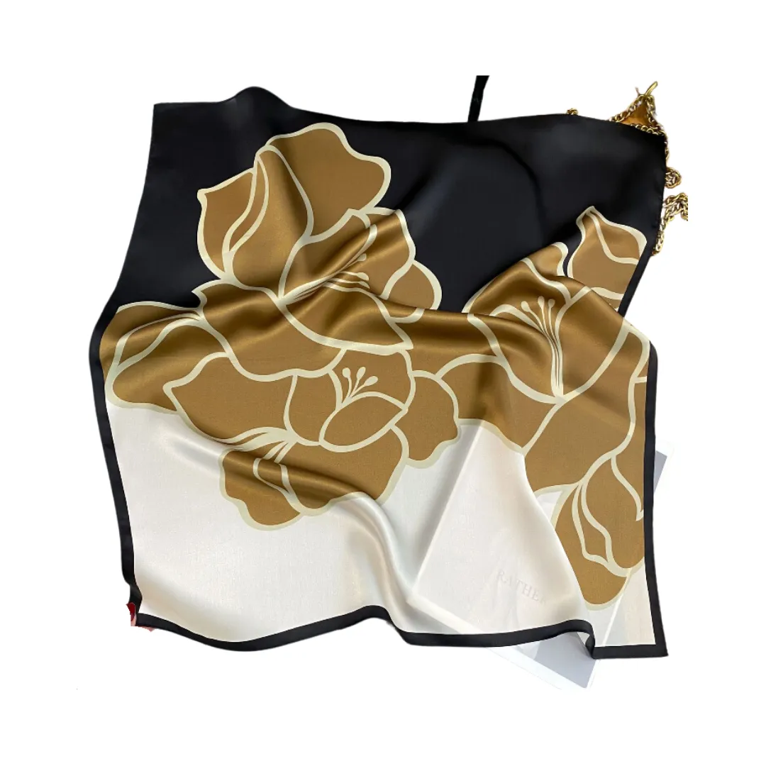 Pre Order:  Elegant Floral Mulberry Silk Square Scarf