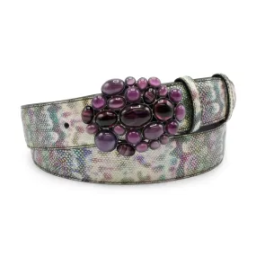 Purple Holographic Carung Texture Glass Bubble Belt