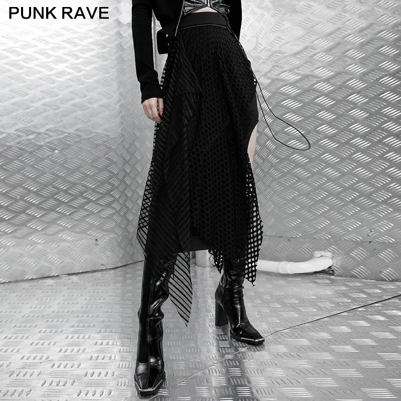 "Electronic Bionic" stitched straight high waist skirt