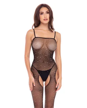 Rene Rofe Sparkle Crotchless Bodystocking Black O/S