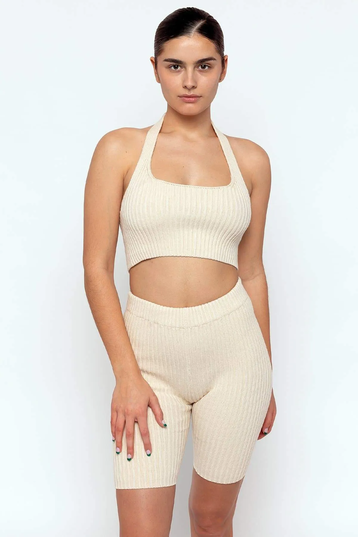 RFK51 - Ultra Heavy Knit Ribbed Halter Top