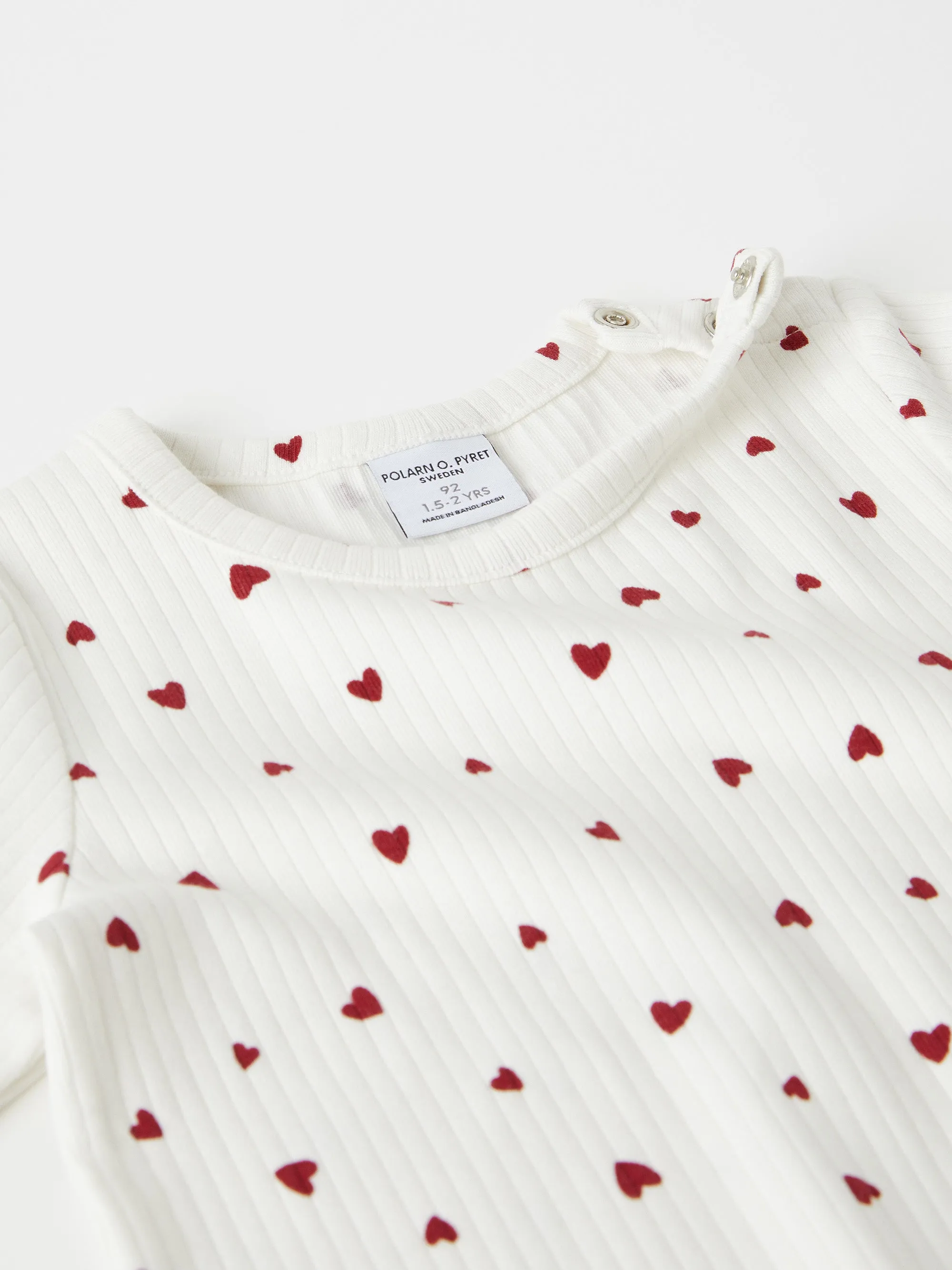 Ribbed Heart Print Kids Top