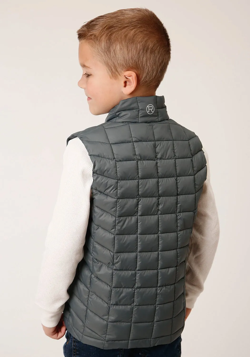 Roper Boys Crushable Polyfill Silver Sage 100% Nylon Softshell Vest