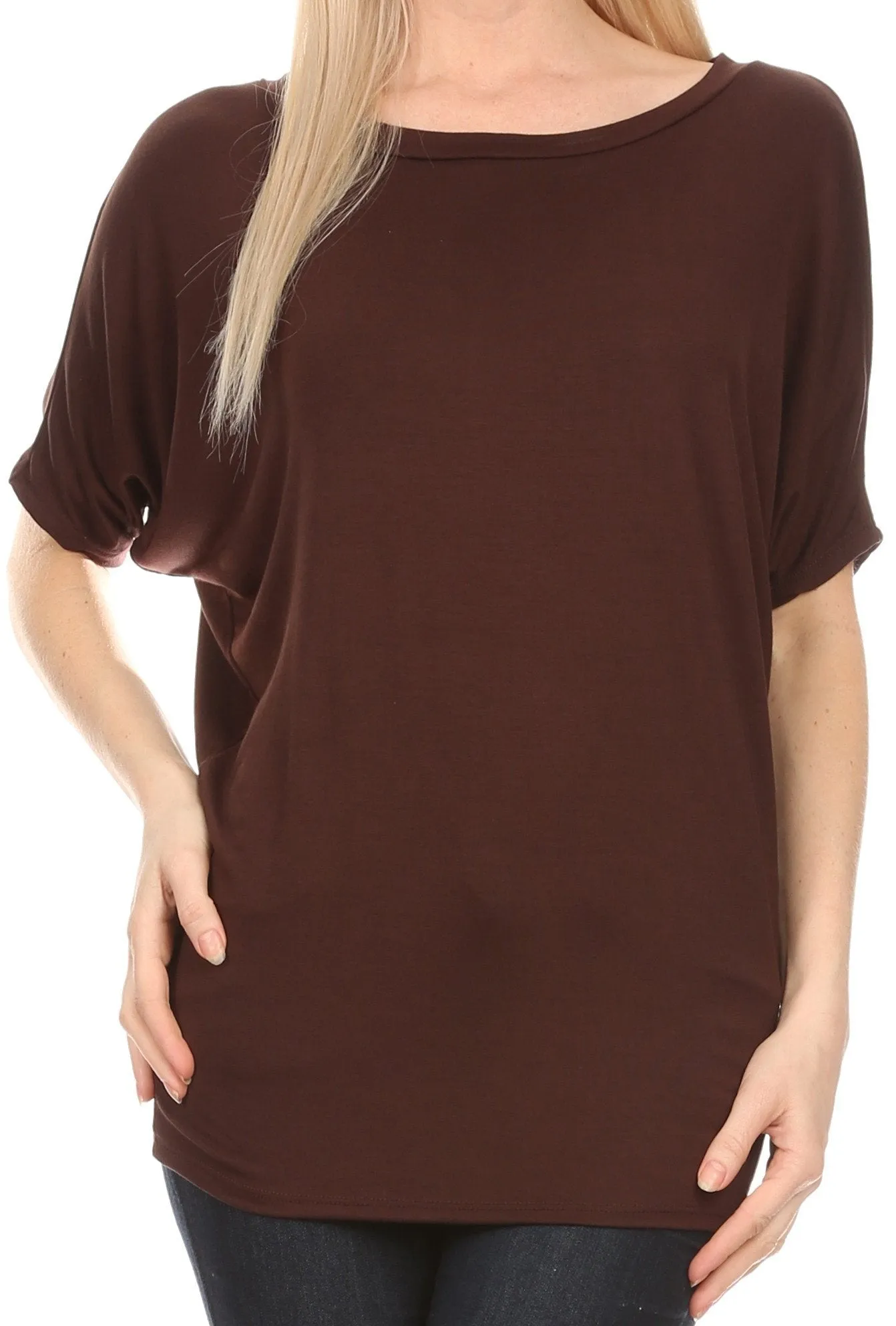 Sakkas Calloway Long Tall Thin Batwing Back Seam Blouse Shirt Tee Top With Drape