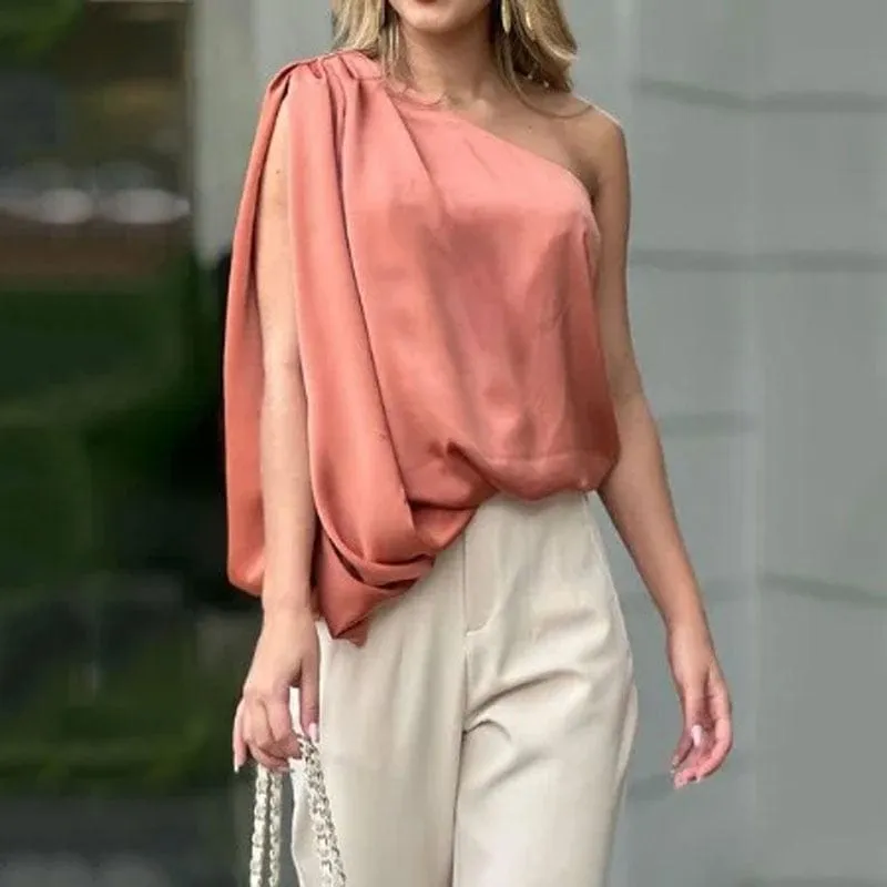 Satin Top Loose Wide Legs Pants Set