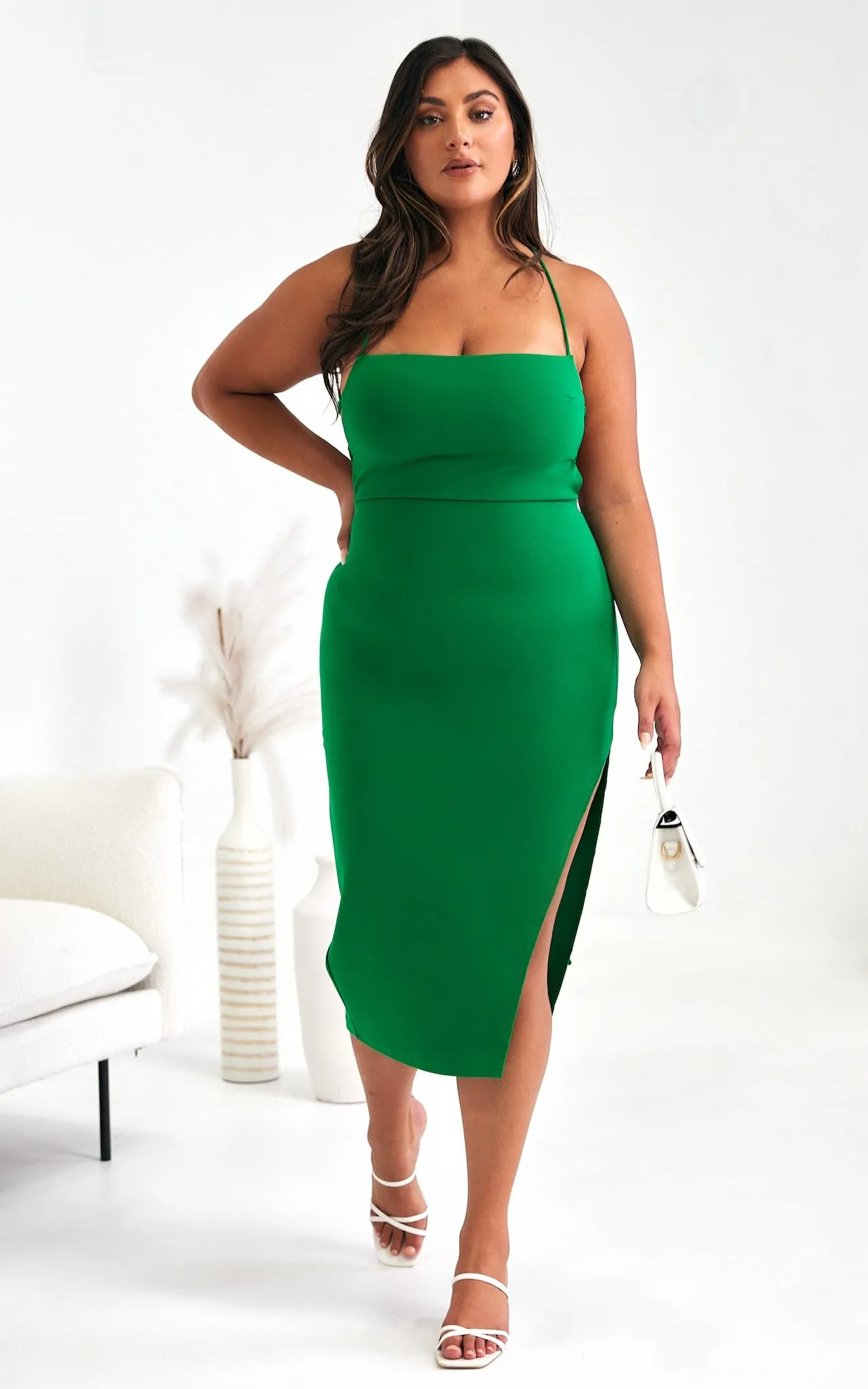 Saunders Midi Dress - Amazon Green