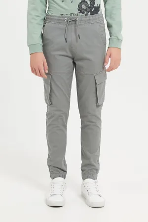 Senior Boys Grey Cargo Casual Trouser