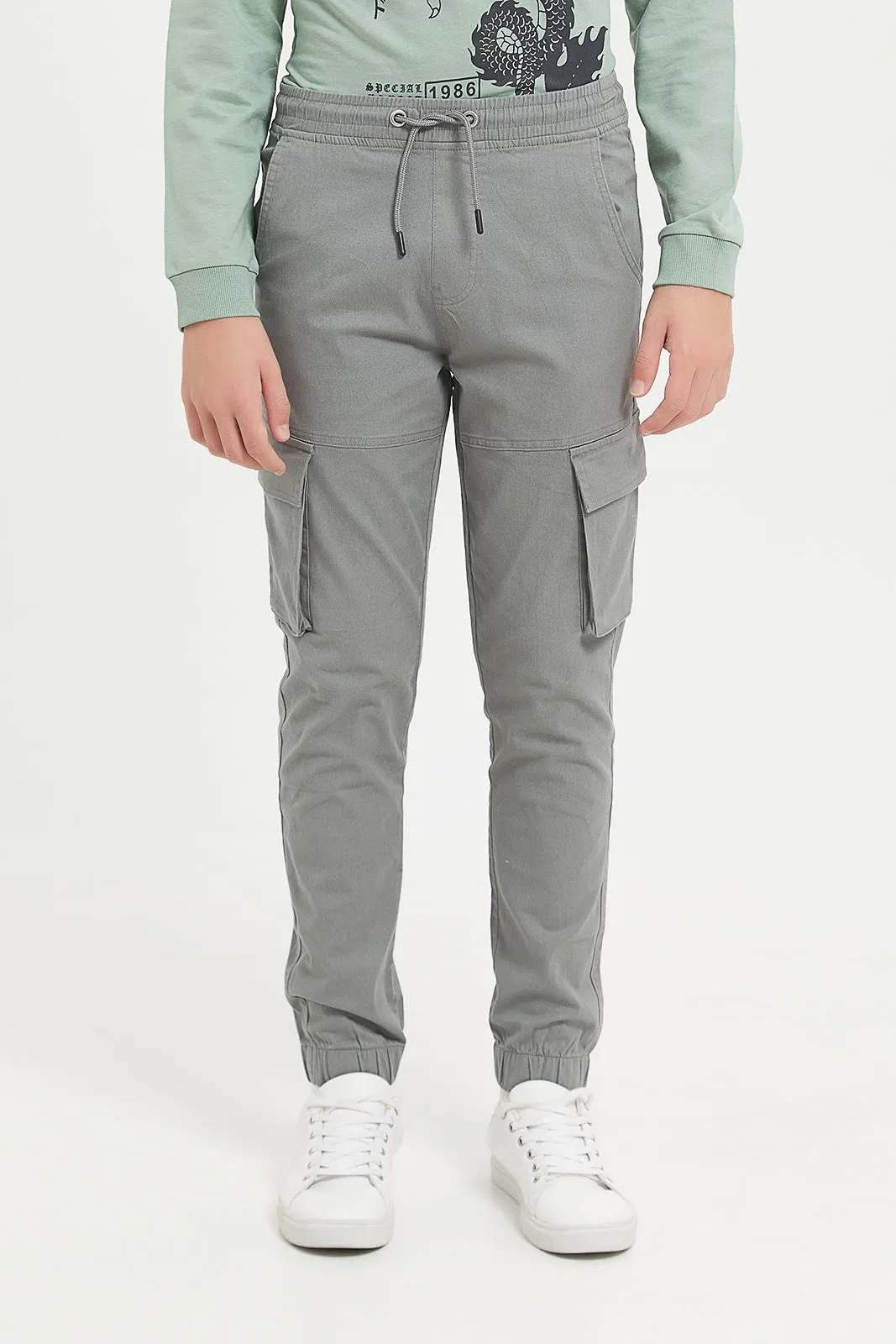 Senior Boys Grey Cargo Casual Trouser