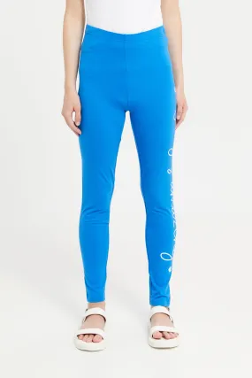 Senior Girls Blue Basic Leggings