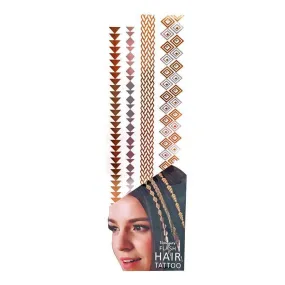 Silver And Gold Metallic Flash Hair Tattoo - Design 3