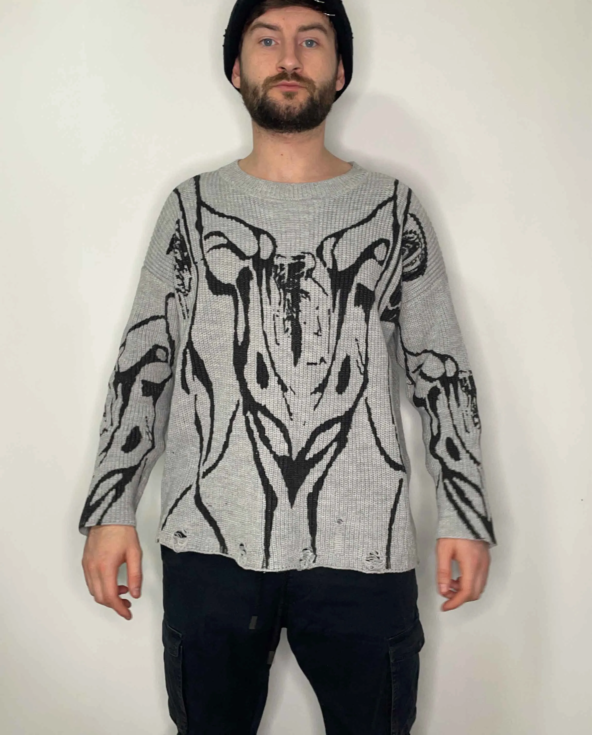 SKELETAL ILLUSION KNIT SWEATER