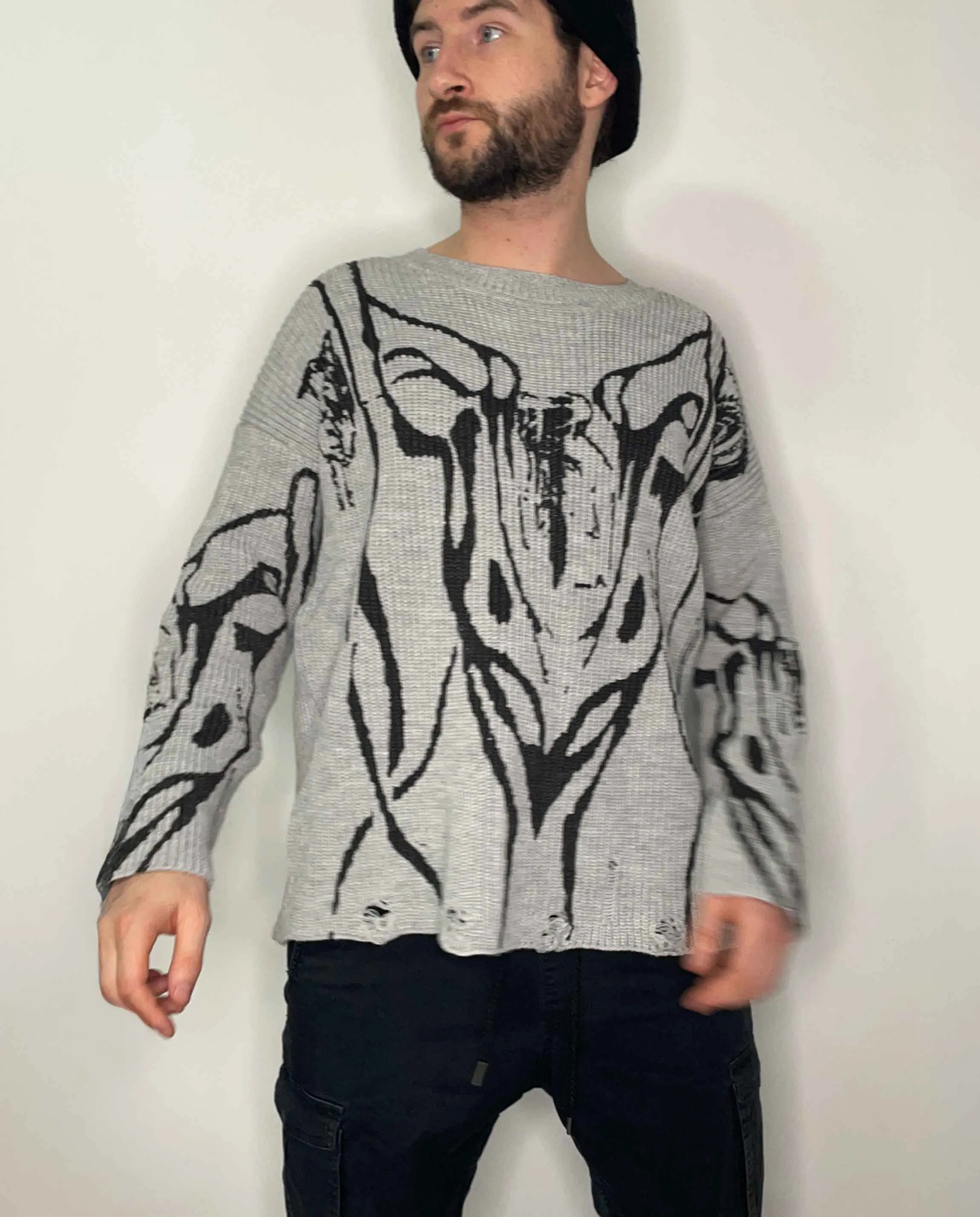 SKELETAL ILLUSION KNIT SWEATER