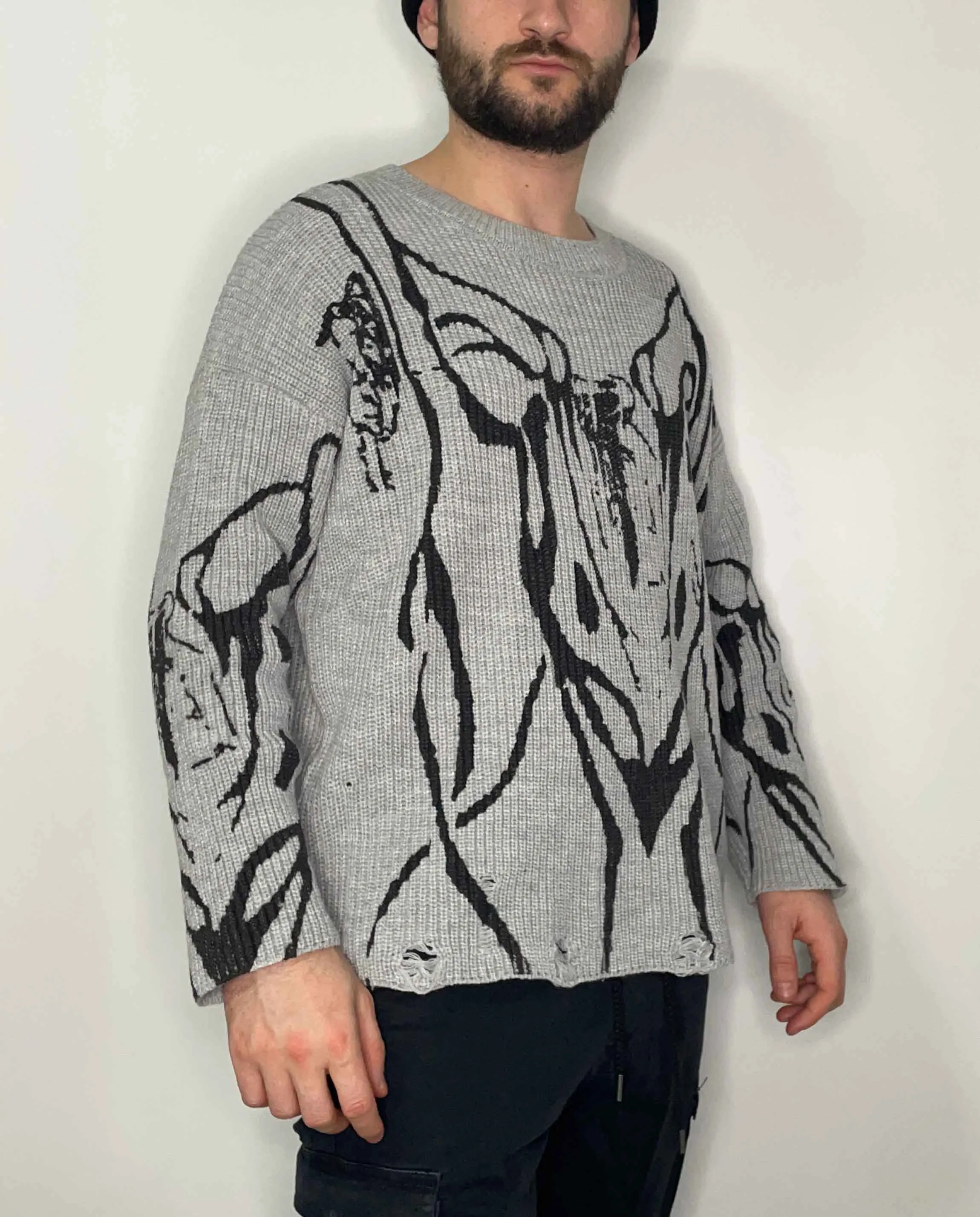 SKELETAL ILLUSION KNIT SWEATER