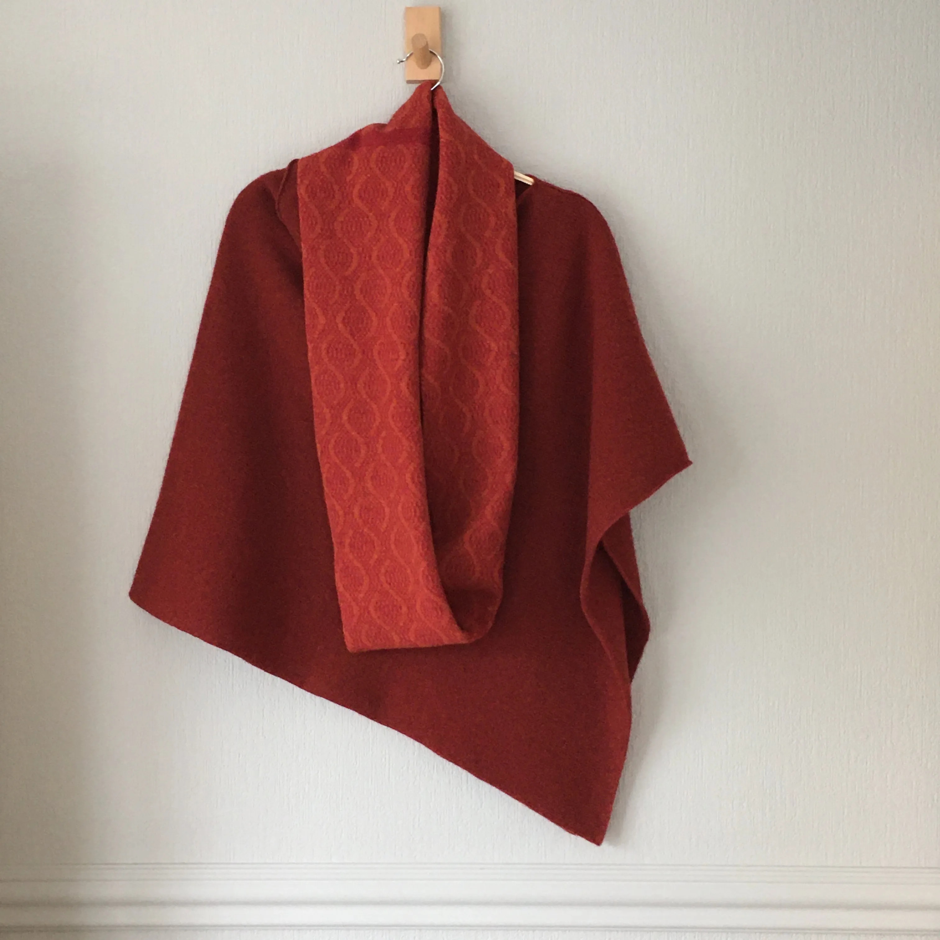 Snood - Infinity Scarf Soft Merino Lambswool Berry Red and Burnt Orange