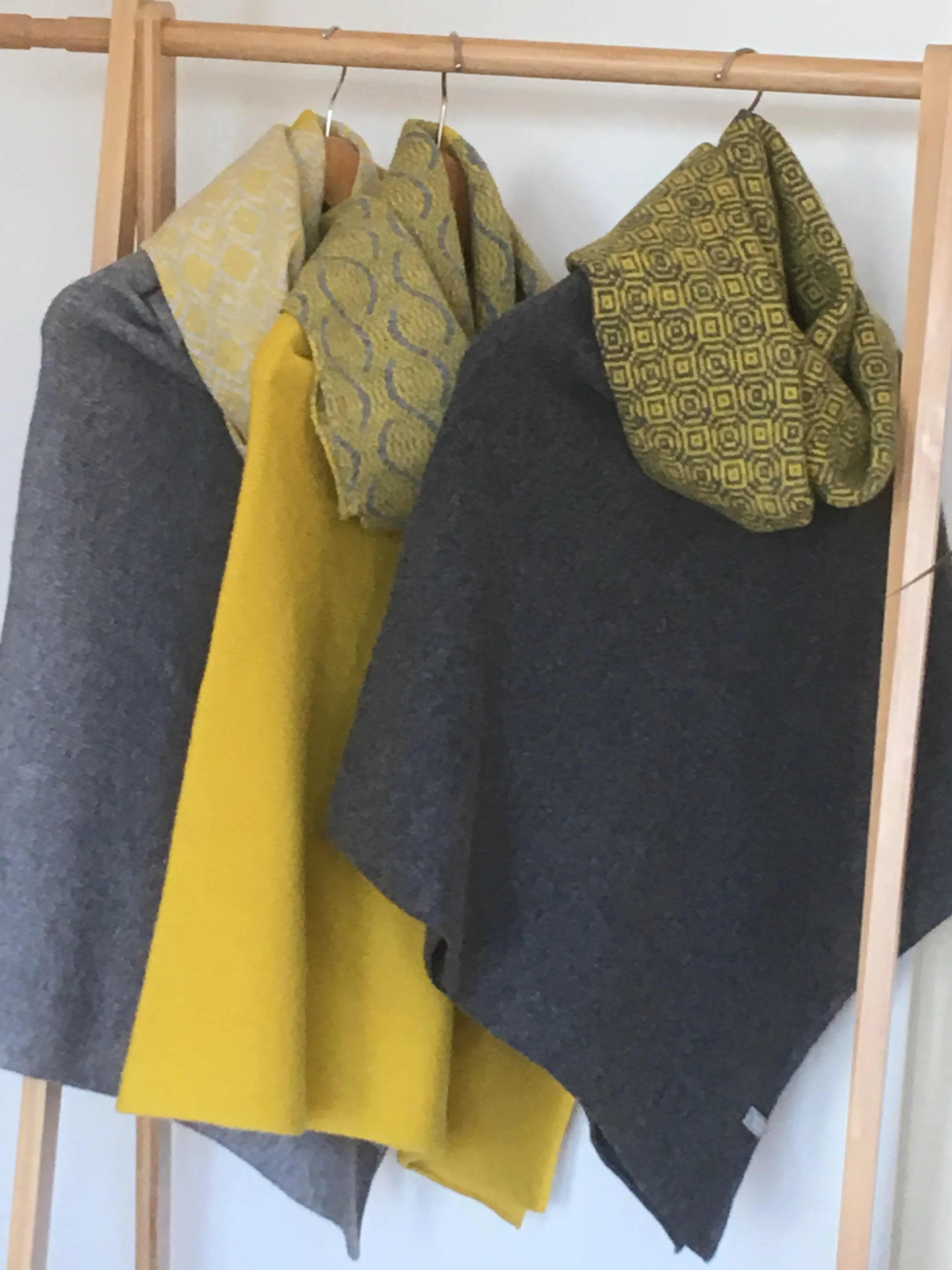 Snood - Infinity Scarf Soft Merino Lambswool Weave Pattern Uniform Grey and Piccalilli Yellow