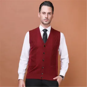 Soft Wool Mens Sleeveless Sweaters High Quality Fashion Pure Colors Mens V Neck Sweater Brand Clothes Slim fit Male Vest Sweater